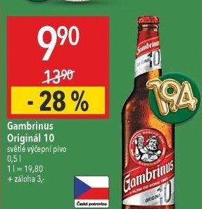 Pivo světlé výčepní Originál 10° Gambrinus
