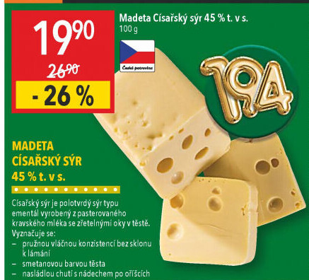 Sýr Císářský 45% Madeta