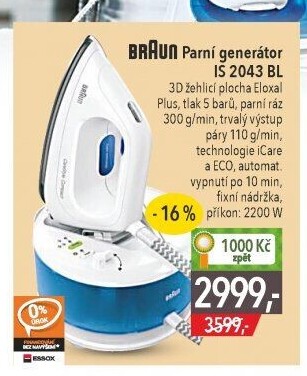 Parní generátor Braun IS 2043 BL