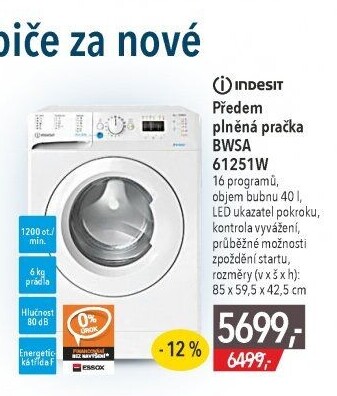 Pračka Indesit BWSA61251WEEN