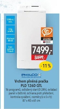 Pračka vrchem plněná Philco PLD 126D QTL
