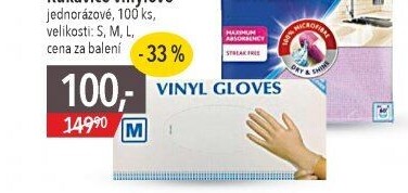 Rukavice jednorázové vinylové