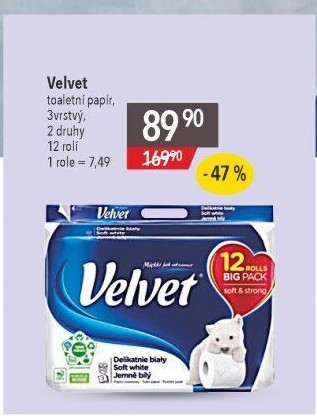 Toaletní papír 3vrstvý Velvet