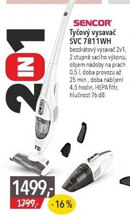 Tyčový vysavač SVC 7811WH Sencor