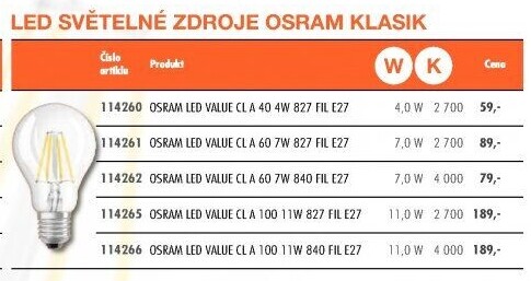 LED žárovka filament Osram