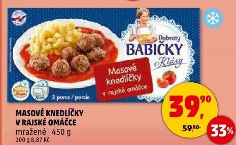 Knedlíčky masové v rajské omáčce mražené Dobroty babičky Kláry