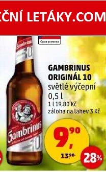 Pivo světlé výčepní Originál 10° Gambrinus