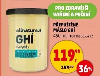 Přepuštěné máslo Ghí Allnature