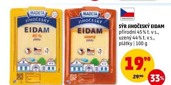 Sýr Eidam Jihočeský 45% Madeta