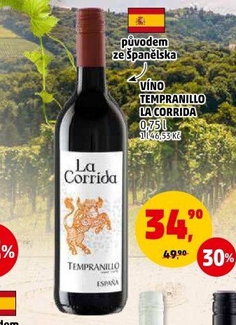 Víno Tempranillo La Corrida