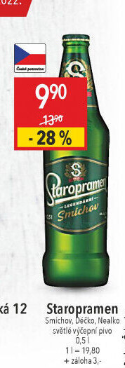 Pivo světlé výčepní 10° Smíchov Staropramen