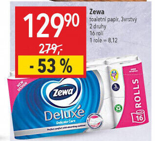 Toaletní papír 3vrstvý Deluxe Zewa