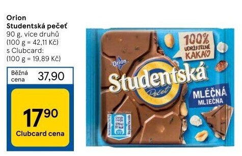 Čokoláda Studentská pečeť Orion