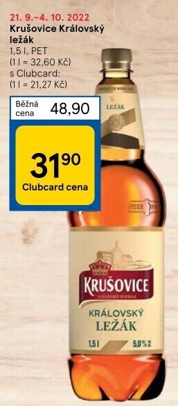 Pivo světlé Královský ležák 12° Krušovice