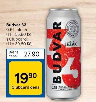 Pivo světlý ležák 33 Budweiser Budvar