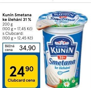 Smetana ke šlehání Kunín 31%