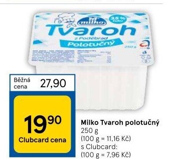 Tvaroh polotučný z Poděbrad Milko
