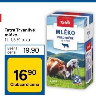 Mléko trvanlivé Tatra - 1,5% polotučné