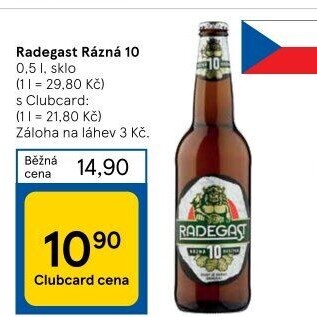 Pivo světlé výčepní Rázná 10° Radegast