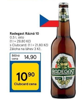 Pivo světlé výčepní Rázná 10° Radegast
