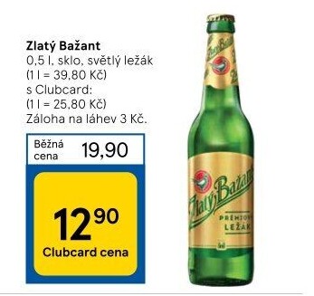 Pivo světlý ležák 12° Zlatý Bažant