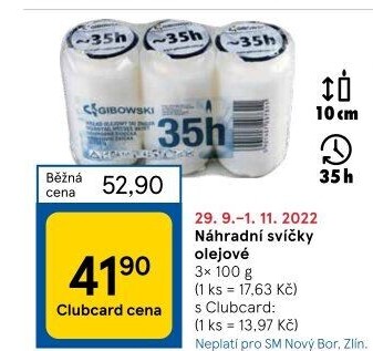 Svíčky hřbitovní Gibowski - náplň