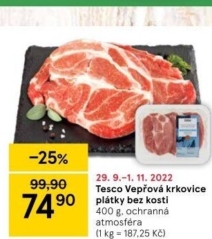 Vepřová krkovice bez kosti Tesco