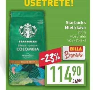 Mleté kávy Starbucks
