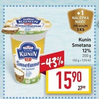 Smetana na vaření Kunín 12%