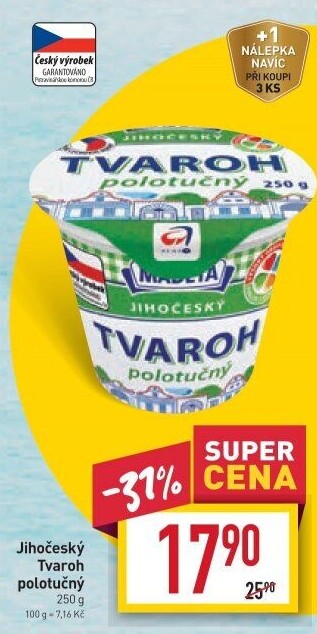 Tvaroh polotučný Jihočeský Madeta