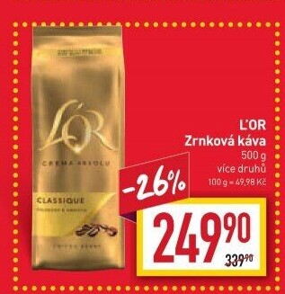 Zrnkové kávy L'