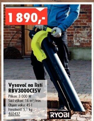 Fukar a vysavač elektrický Ryobi RBV3000CESV