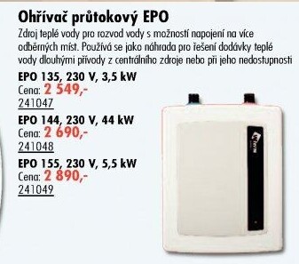 Průtokový ohřívač EPO Wterm