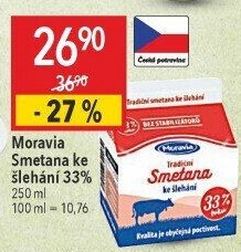 Smetana ke šlehání 33% Moravia