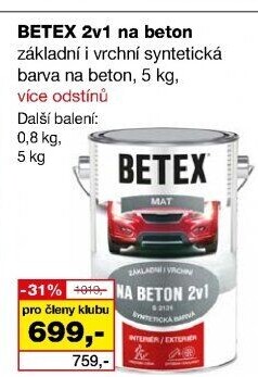 Barva na beton 2v1 Betex Barvy a laky Hostivař
