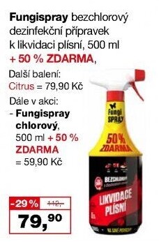 Přípravek proti plísním bez chloru Fungispray