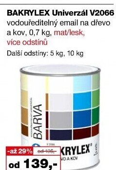 Univerzální email Bakrylex Mat Barvy a laky Hostivař