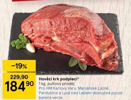 Hovězí přední bez kosti - krk podplečí