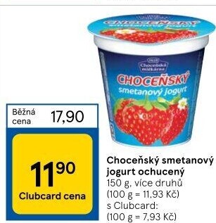 Jogurt smetanový ochucený Choceňský