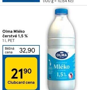 Mléko čerstvé Olma - 1,5% polotučné