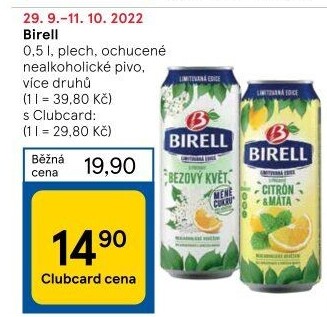 Nealkoholické pivo ochucené Birell