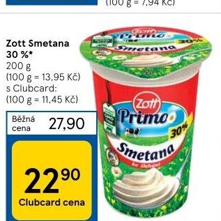 Smetana ke šlehání Zott 30%
