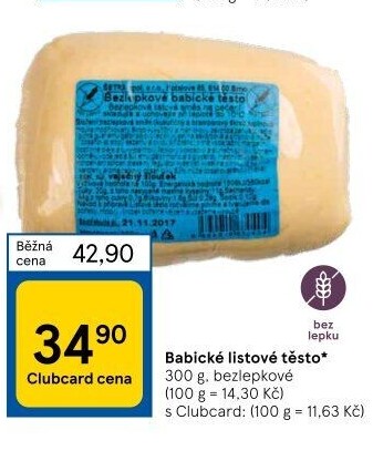 Těsto listové babické bez lepku Šetra