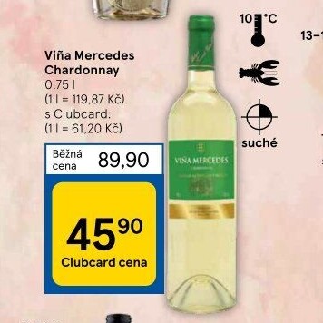 Víno Chardonnay Viňa Mercedes