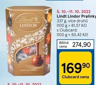 Bonboniéra Pralinky Lindor Lindt