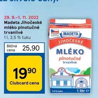 Mléko trvanlivé Jihočeské Madeta - 3,5% plnotučné