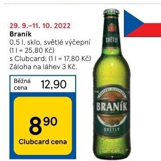 Pivo světlé výčepní 10° Braník