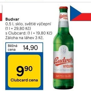Pivo světlé výčepní Budweiser Budvar