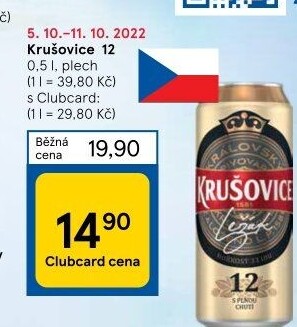 Pivo světlý ležák 12° Krušovice