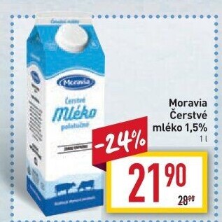 Mléko čerstvé Moravia - 1,5% polotučné